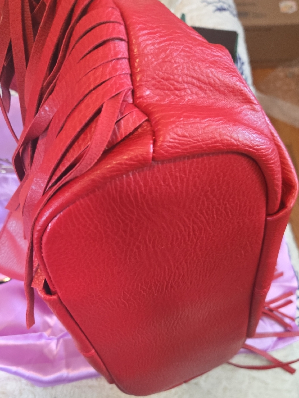 Michael Kors Red Leather Hobo Bag with Tassels - Picture 3 of 9